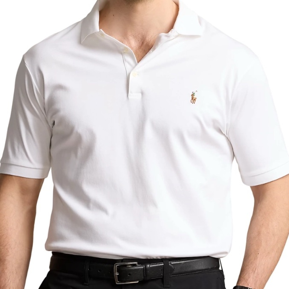 Polo Ralph Lauren White Polo Mens Large 100% Cotton Preppy Classic Equestrian